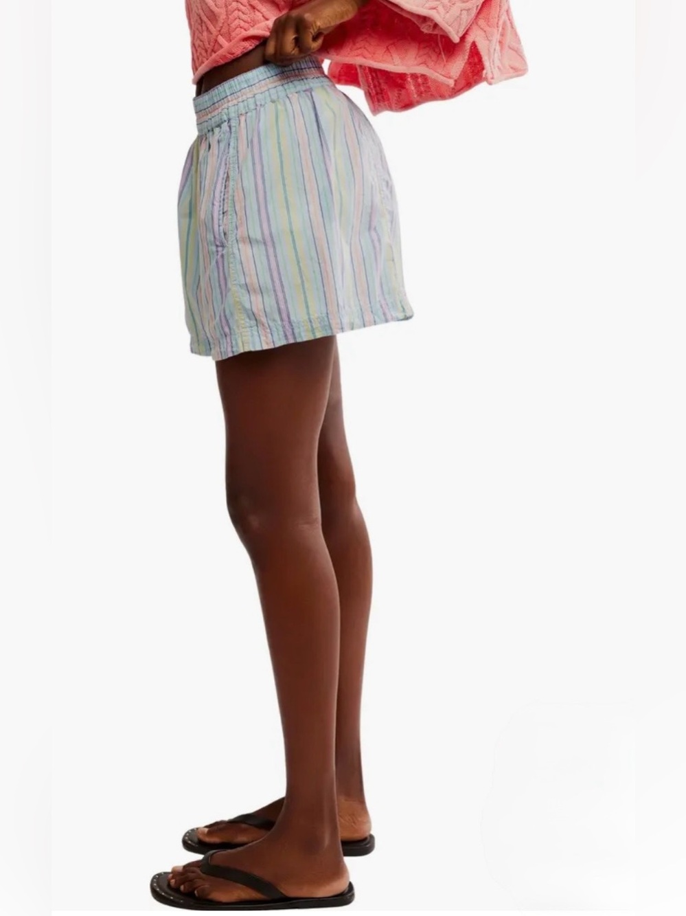 NWT Free People Get Free Striped Cotton Pull-On Elastic Waist Shorts S - Picture 5 of 14